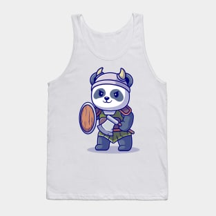 Cute Panda Knight Viking Cartoon Tank Top